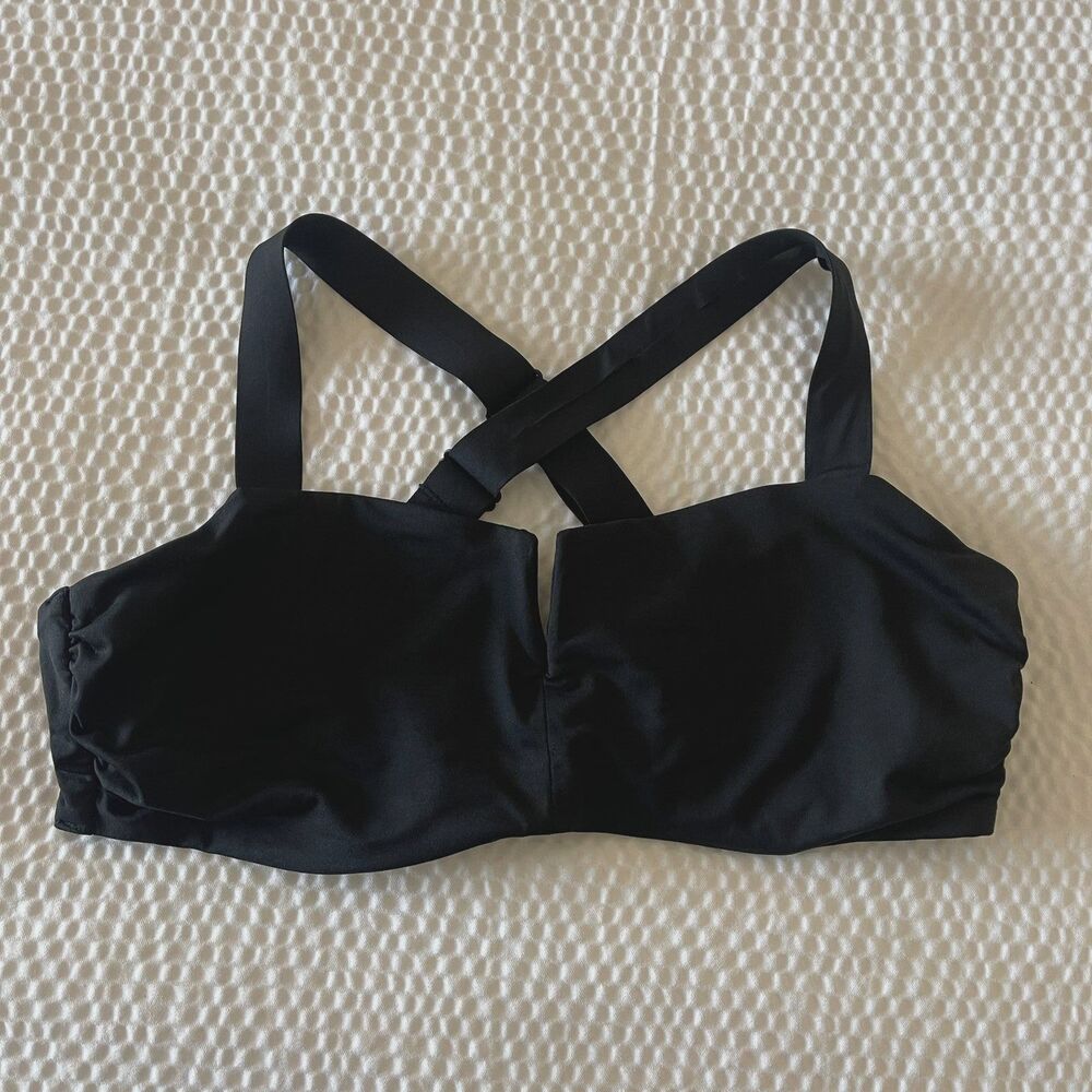 Athleta Square Neck V Bra Cup Bikini Top Black 36B/C Underwire Swimsuit - Picture 3 of 10